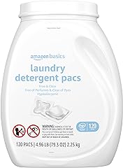 Amazon Basics Laundry Detergent Pacs, Hypoallergenic, Free & Clear, 120 Count (Previously Solimo)