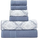 Modern Threads Capri 6-Piece Reversible Yarn Dyed Jacquard Towel Set - Bath Towels, Hand Towels, & Washcloths - Super Absorbe