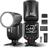 NEEWER Z2-C 2.4G TTL Round Head Flash Speedlite for Canon, Upgraded UI, 2 Adjustable Modeling Lamps, TTL/M Quick Switch TCM K