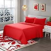 ARTALL Soft Microfiber Bed Sheet Set 4-Piece with Deep Pocket Bedding - Queen, Red
