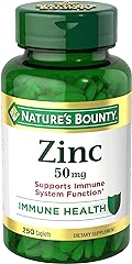 Nature's Bounty Zinc 50mg, Immune Support & Antioxidant Supplement, Promotes Skin Health 250 Caplets