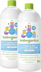 Babyganics Foaming Dish & Bottle Soap, Fragrance Free, Plant-Derived Cleaning Power, Removes Dried Milk, 32 Fl Oz (Pack of 2)