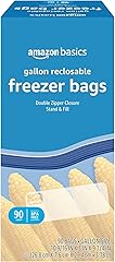 Amazon Basics Freezer Gallon Bags, Stand & Fill Base, 90 Count