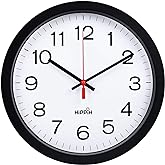 Yoobure 12" Silent Quartz Decorative Wall Clock Non-Ticking Digital Plastic Battery Operated Round Easy to Read Home/Office/S