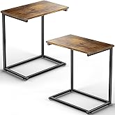 Pipishell C Shaped End Table Set of 2, Side Table for Couch Slide Under, C Table Sofa Side End Table for Living Room 27 inche