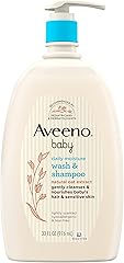 Aveeno Baby Daily Moisture Gentle Bath Wash & Shampoo with Natural Oat Extract, Hypoallergenic, Tear-Free & Paraben-Free Form