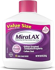 MiraLAX Gentle Constipation Relief Laxative Powder, Stool Softener with PEG 3350, Works Naturally with Water in Your Body, No