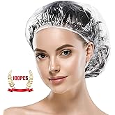 Shower Caps, MORGLES 100 PCS Clear Plastic Hair Caps Waterproof Disposable Shower Caps Plastic Hair Bath Caps Shower Caps Bul