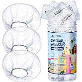 LEOBRO Disposable Shower Caps, 80PCS Individually Wrapped Shower Caps, Large Plastic Shower Caps for Women Disposable, Clear 