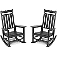 Stoog Outdoor Rocking Chairs Set of 2, HIPS Plastic Porch Rocker with 400 lbs Weight Capacity, for Backyard, Fire Pit, Lawn, 