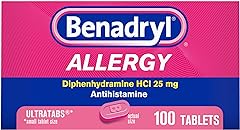 Benadryl Ultratabs Antihistamine Allergy Relief Medicine, Diphenhydramine HCl Tablets for Relief of Cold & Allergy Symptoms S