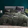 ECOCOTT 3 Pieces Duvet Cover King 100% Washed Cotton 1 Duvet Cover with Zipper and 2 Pillowcases, Ultra Soft and Easy Care Br