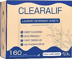 CLEARALIF Laundry Detergent Sheets Up to 160 Loads, Fresh Linen - Great For Travel,Apartments, Dorms,Laundry Detergent Strips