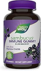 Nature’s Way Sambucus Elderberry Immune Gummies, Daily Immune Support for Kids and Adults*, with Vitamin C, Vitamin D3, Zinc,