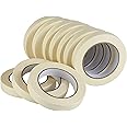 Lichamp Masking Tape 10 Pack General Purpose Beige White Color, 0.75 inch x 55 Yards x 10 Rolls (550 Total Yards), for Painti