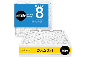 Simply Filters 20x20x1 MERV 8, MPR 600, Air Filter (6 Pack) - Actual Size: 19.75"x19.75"x0.75" HVAC, AC Furnace Air Filter