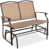 Best Choice Products 2-Person Outdoor Patio Swing Glider Steel Bench Loveseat Rocker for Deck, Porch w/Textilene Fabric, Stee