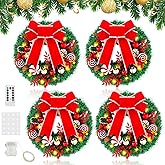 Ceenna 4 Pcs Lighted Christmas Wreaths, 13 Inch Pre lit Artificial Christmas Wreath with Battery Operated LED Light and Timer
