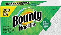 Bounty Quilted 1-Ply Napkins, White, Pack Of 200 Napkins