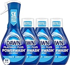 Dawn Platinum Powerwash Dish Spray, Dish Soap, Fresh Scent Bundle, 1 Spray (16oz) + 3 Refills (16oz each)