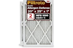Filtrete 20x25x1 AC Furnace Air Filter, MERV 11, MPR 1000, Micro Allergen Defense, 3-Month Pleated 1-Inch Electrostatic Air C