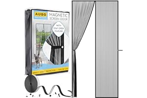 AUGO Magnetic Screen Door - Self Sealing, Heavy Duty, Hands Free Mesh Partition Keeps Bugs Out - Pet and Kid Friendly - Paten