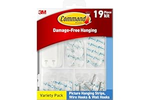 Command Variety Pack, Picture Hanging Strips, Wire Hooks and Wall Hooks, Damage Free Hanging Clear Variety Pack for Up to 19 