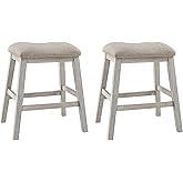 Signature Design by Ashley Skempton Modern 24" Counter Height Upholstered Barstool, 2 Count, Whitewash