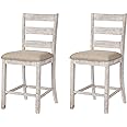 Signature Design by Ashley Skempton 24" Counter Height Upholstered Barstool, Set of 2, Antique White