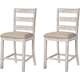 Signature Design by Ashley Skempton 24" Counter Height Upholstered Barstool, Set of 2, Antique White