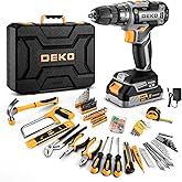 Cordless Drill Tool Kit Set: 20V Power Drill Tool Box with Battery Electric Drill Driver for Men Home Hand Repair Basic Toolb