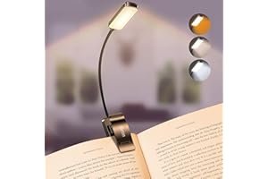 Gritin 9 LED Rechargeable Book Light for Reading in Bed - Eye Caring 3 Color Temperatures,Stepless Dimming Brightness,80 Hrs 