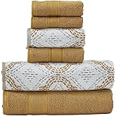 Modern Threads Capri 6-Piece Reversible Yarn Dyed Jacquard Towel Set - Bath Towels, Hand Towels, & Washcloths - Super Absorbe