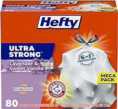 Hefty Ultra Strong Tall Kitchen Trash Bags, Lavender & Sweet Vanilla Scent, 13 Gallon, 80 Count