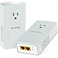 NETGEAR Powerline Adapter Kit, 2000 Mbps Wall-Plug, 2 Gigabit Ethernet Ports with Passthrough + Extra Outlet (PLP2000-100PAS)