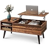 WLIVE Wood Lift Top Coffee Table with Hidden Compartment and Adjustable Storage Shelf, Lift Tabletop Dining Table for Home Li