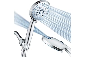 AquaCare High Pressure 8-mode Handheld Shower Head - Anti-clog Nozzles, Built-in Power Wash to Clean Tub, Tile & Pets, Extra 