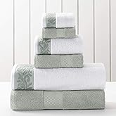 Modern Threads 600 GSM 6-Piece Towel Set with Filgree Jacquard Border Sage