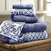 Modern Threads Trefoil Filigree 6-Piece Reversible Yarn Dyed Jacquard Towel Set - Bath Towels, Hand Towels, & Washcloths - Su