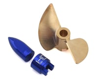 Hot Racing Pro Brass Prop w/Nut & Drive Dog for Traxxas Spartan/M41 (Brass/Blue)