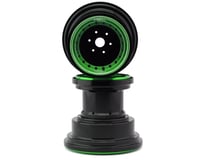 Treal Hobby Losi LMT Aluminum Monster Truck Bead-Lock Wheels (Black/Green) (2)