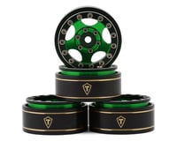 Treal Hobby Type B 1.0" 5-Spoke Beadlock Wheels (Black/Green) (4) (22.4g)