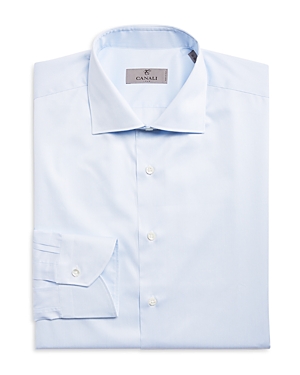 Canali Light Blue Striped Print Dress Shirt