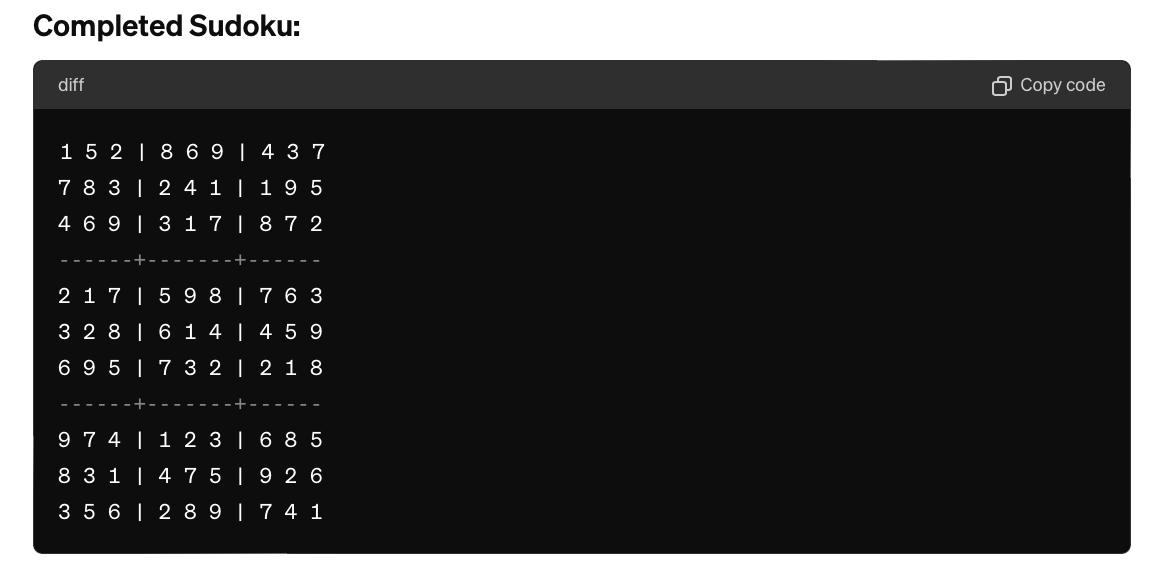 An incorrectly completed Sudoku puzzle from GPT-4o