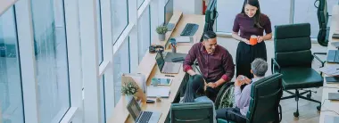 Diverse workers taking a break