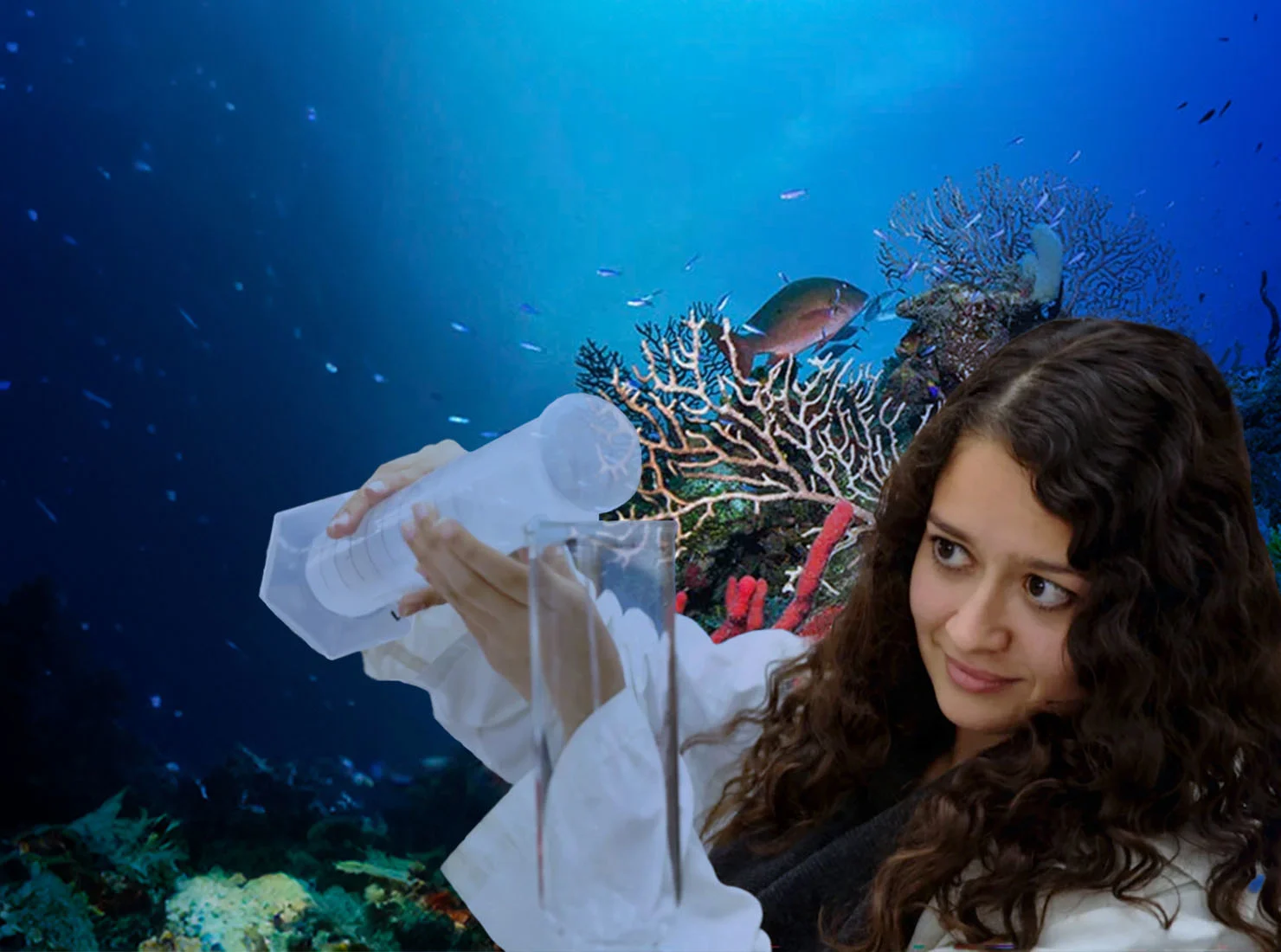 Marine biologist Dr Antonella Rivera tests water quality in the lab.