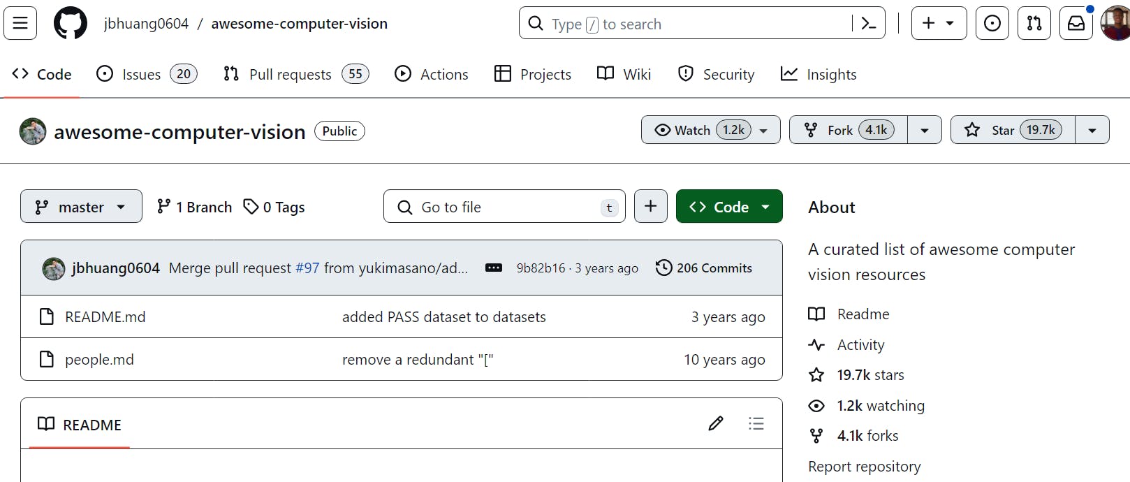 awesome-computer-vision repository 