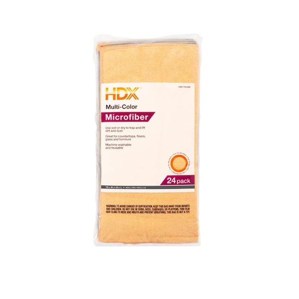 HDX 16 in. x 16 in. Multi-Purpose Microfiber Towel (24-Pack)