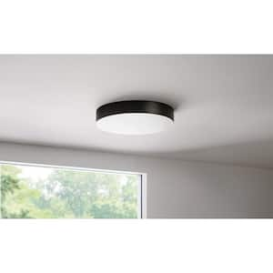 Lakeshore 13 in. Light Matte Black Color Changing and Adjustable CCT Integrated LED Flush Mount Powered by Hubspace