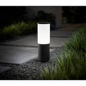 Hartford Low Voltage Millennium Black LED Smart Outdoor Bollard Light with Frosted Glass Shade Powered by Hubspace